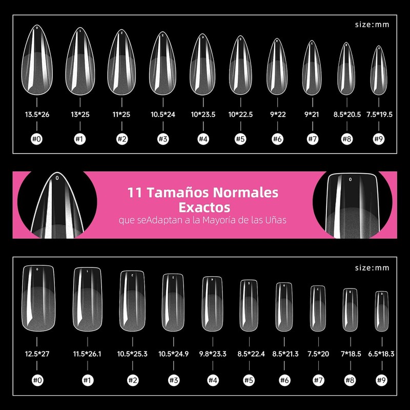 Uñas Postizas, kit Uñas soft gel 500pcs, Tips para uñas