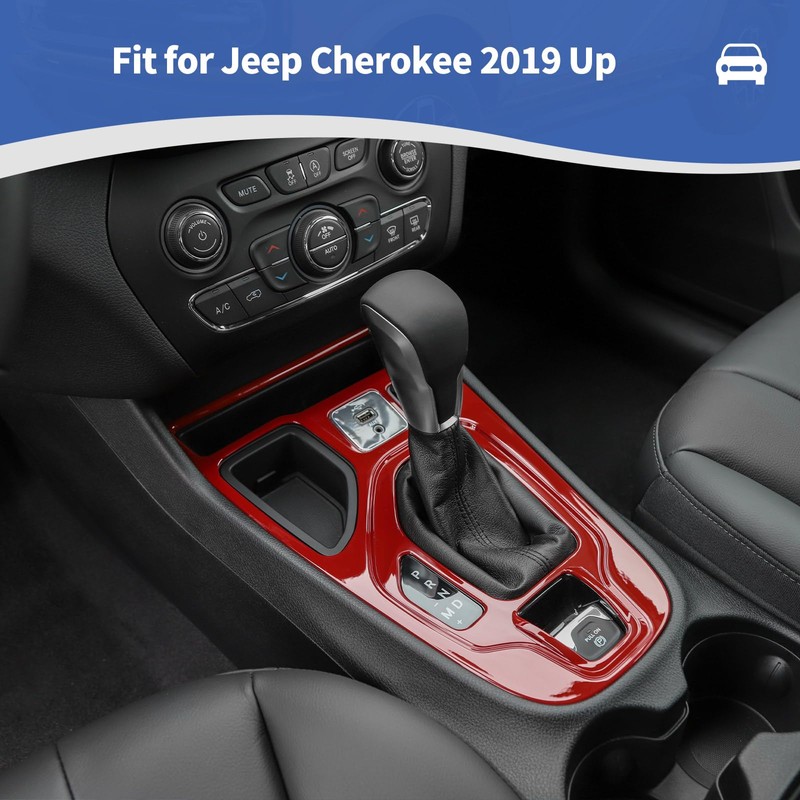 RT-TCZ for Cherokee Red Gear Shift Panel Cover Trim for