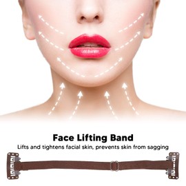 4Pcs Facelift Bands with Clips, Adjustable Elastic Instant Face Lift Band, Invisible Hairpin Face Stretching Lifting Strap, Face Slimming Band, Wrinkles Remove Belt for Face Shaping(Brown)
