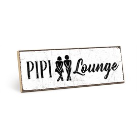 TypeStoff Wooden Sign with Saying - PIPI-LOUNGE - Graphic Picture Black and White Sign, Wall Sign, Door Sign, Wooden Board, Wooden Picture as Gift and Decoration - HS-00197