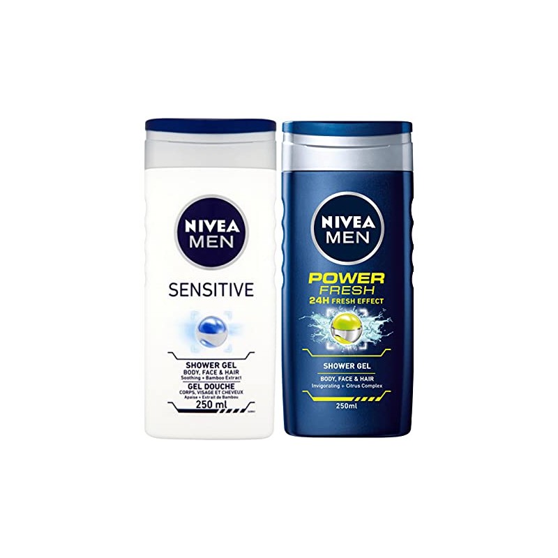 Nivea MEN Shower Gel Twin Set SENSITIVE & POWER FRESH