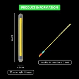 Glow Stick for Fishing Rods, Glow Sticks, Fishing Glow Sticks, 50 Pieces, 4.5 x 37 mm Fishing Glow Sticks, Float Glow Sticks, Night Fishing, Night Fishing, Fluorescent Light, Night Light Glow Stick