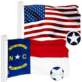 UD_G128 Combo Pack: American USA Flag 4x6 Ft & North Carolina State Flag 4x6 Ft  Both ToughWeave Series Embroidered Polyester, E