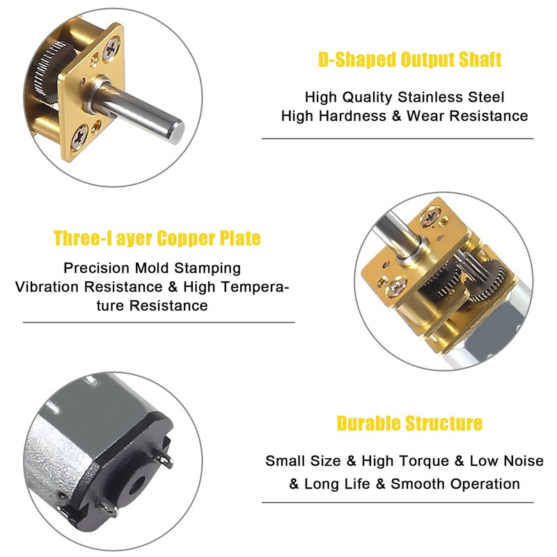 Alinan 2pcs 3V 15RPM N20 High Torque Speed Reduction Geared