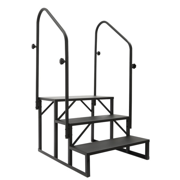 RV Stairs 2/3 Step Metal Black RV Steps with Dual