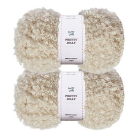 Pretty Jolly 2 Skeins Teddy Fur Yarn Super Soft Yarn Chunky Fluffy Faux Fur Yarn Fuzzy Yarn Eyelash Yarn for Crochet Knit -Total Length 2×50m(100g×2)(Beige)