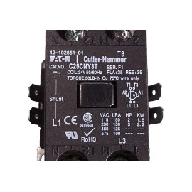 EATON CUTLER HAMMER C25CNY3T CONTACTOR 1P W/SHUNT FLA 25 RUUD 42-102851-01 OEM