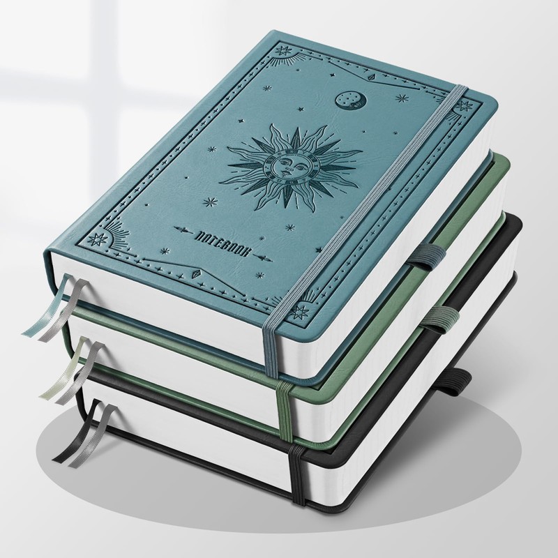 EMSHOI Notebook A5 Lined, Thick Notepad, 320 Numbered Pages, Hardcover