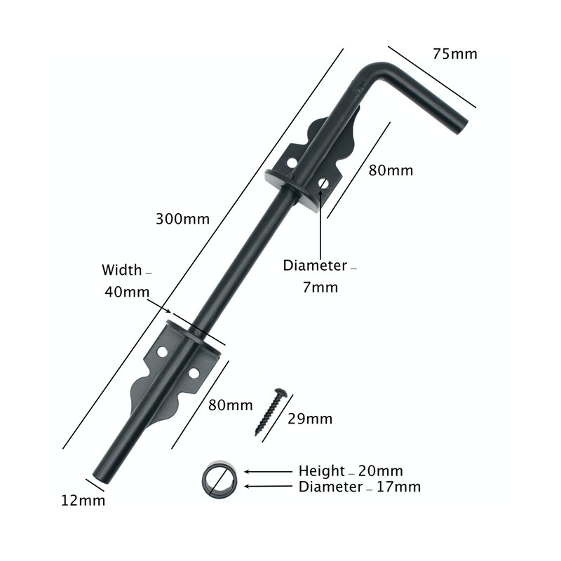 Drop Down Bolt 12 INCH / 300mm Cane Pattern |