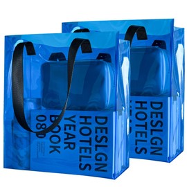 ONEART - Bolsa de hombro transparente de plástico iridiscente para ir de compras, día festivo, picnic, Azul, M