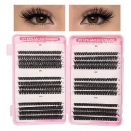 Cluster Eyelash Extensions, 570pcs D Curl Thick Cluster Lashes, Natural Lash Clusters Looking 10-18MM Fluffy Russian Clusters Lashes for DIY at Home for Beginners 60D 80D 100D