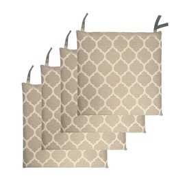 Goodgoods 18.5x18.5 inch Patio Chair Cushion 4/Pack Resilient Foam Filling Water Repellent Stain-Resistant UV Resistant Weather Resistant with Velcro for Patio Furniture Toffee Trellis