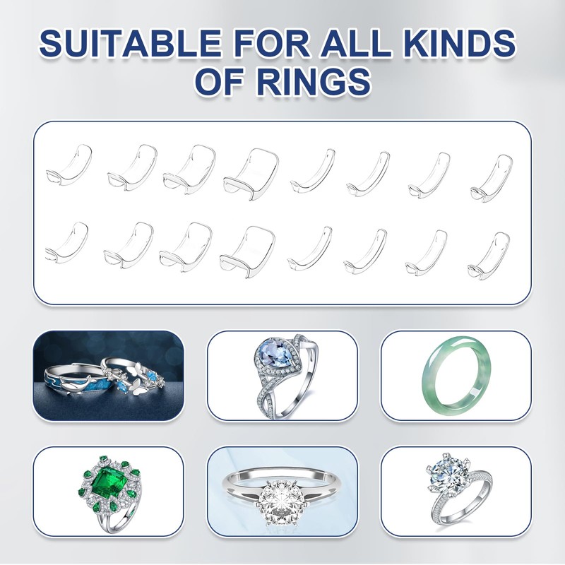 Pack of 24 Ring Reducers Invisible Ring Size Adjuster Rings