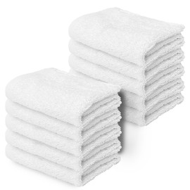 Makooz 10 Flannels Face Cloth Pack - 500 GSM 100% Cotton Towel Set - Quick Dry and Absorbent Wash Cloth - Easy Drying Kitchen and Bath Flannel for Home Spa and Professional Use (White, 30x30 CM)