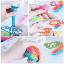 Novelty Place 10 Pcs Marble Mesh Fidget Toys - Slide Push Squeeze Stress Relieve Anti-Anxiety for Adults & Kids - Mesh Texture Sensory Tools Help with ADHD/ADD/OCD, Autism & Depression