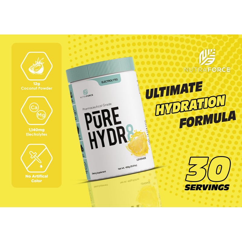 Pure Hydr8 Electrolyte Powder – Coconut‑Water Infused – 700 mg Potassium,