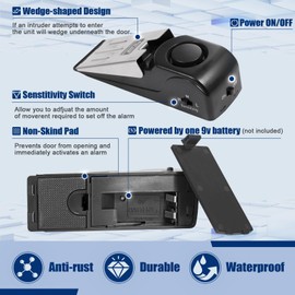 Door Stop Alarm 2 Pack, 120 dB Door Stopper Wedge Door Stops Alarm Great for Traveling Hotel Home Security Door Stoppers Safety Tools