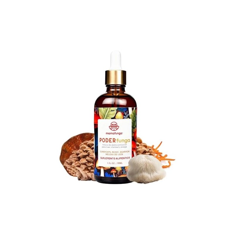 PoderFunga - Tintura Adaptógena de Doble Extracción Cordyceps, Reishi, Melena