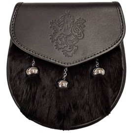 UT Kilts Kilted Lion Semi Formal Fur Leather Sporran with Tassels