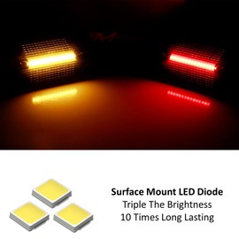 iJDMTOY Black-Out Smoked Lens Amber Front & Red Rear Full LED Strip Side Marker Light Kit Compatible With 2002-14 Mercedes W463 G-Class G500 G550 G55 G63 G65 AMG