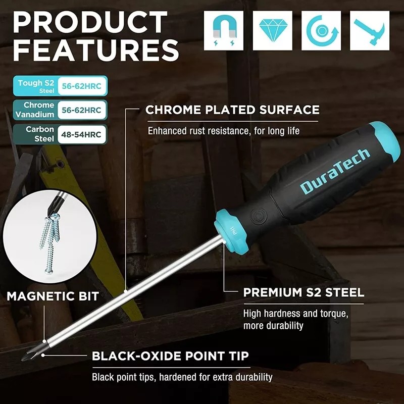 DURATECH 6-Piece Screwdriver Set Screw Driver Set Kit for Fastening