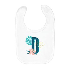 fabulous D Daniela Denise Organic Cotton Baby Bib First Name Flowers Tropical Exotic, White