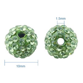 PandaHall Elite 1 Box (100pcs) Pave Disco Ball Beads, 10mm Polymer Clay Rhinestone Beads, Round, Mixed Color
