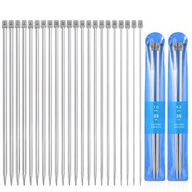 Knitting Needle Set, 22 Pcs Knitting Pins, 25cm Length Stainless Steel Knitting Needle kit, 2.0mm /2.5mm /3.0mm /3.5mm /4.0mm /4.5mm /5.0mm /5.5mm /6.0mm /7.0mm /8.0mm