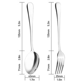 Qinglele Table Spoon, Table Fork, Cutlery Set, 3 Spoons and 3 Forks, 304 Stainless Steel, 8 Inch, 6 Pieces