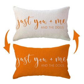 ULOVE LOVE YOURSELF You Me & Dogs Throw Pillow Covers Farmhouse Reversible Cushion Covers Pet Decorative Lumbar Pillowcases 12x20,2Pack Dog Lover Gifts Home Decorations for Sofa Bed Couch (Orange)