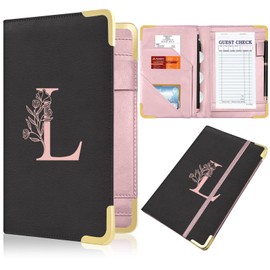 YeeCASE Server Book, Alphabet Waitress Book for Waitress, Leather Waitess Book with Zipper Pocket, Server Manual Checkbook Fits Server Apron (L)