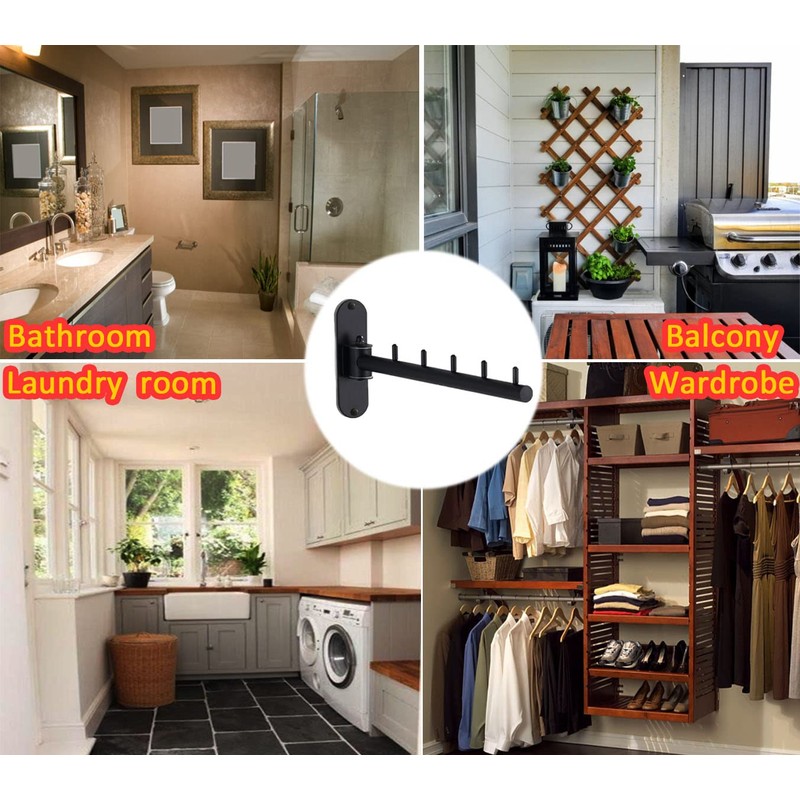 Clothes Hanger Rack Swing Arm, Folding Wall Mounted Clothes Hanger