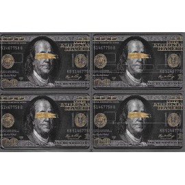 Unbranded Blacked Out $100 Bill Benjamin Franklin Card Stickers/Skins 4pk PVC