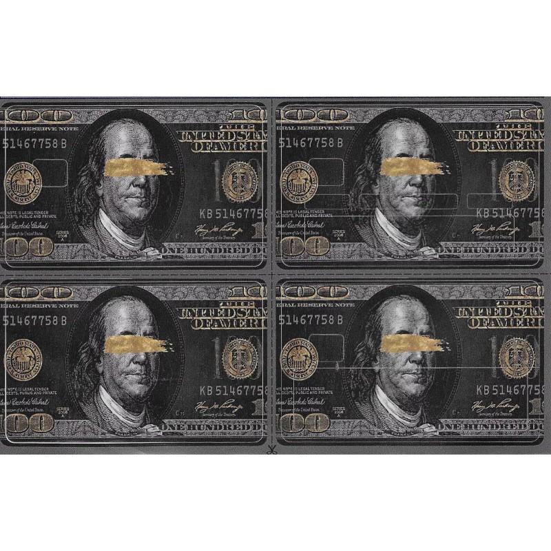 Unbranded Blacked Out $100 Bill Benjamin Franklin Card Stickers/Skins 4pk