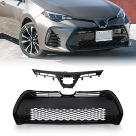 YLT AUTO Front Upper Lower Bumper Grille Set Compatible with 2017 2018 2019 Toyota Corolla Replacement Kit 5311102B00 5311202730