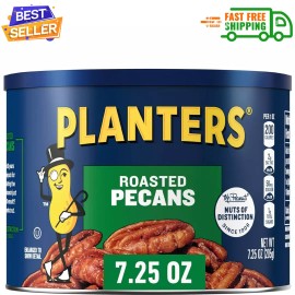 PLANTERS Roasted Pecans Salted Pecans Vegan Snacks, Kosher, Resealable - 7.25 oz
