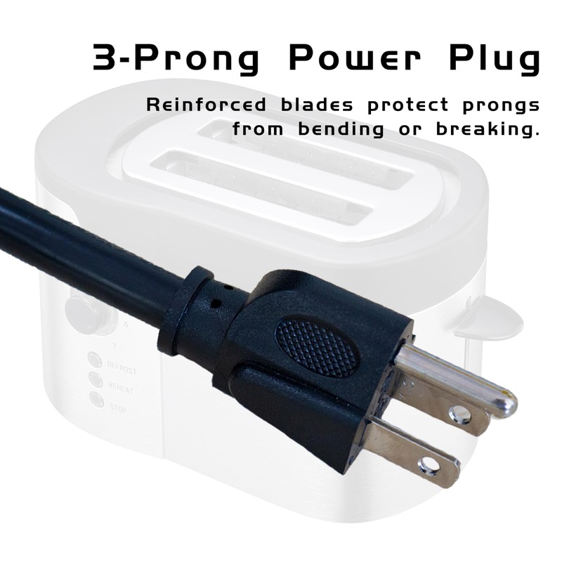 HONDERSON 10 ft Black AC Power Cord Replacement Pigtail End,