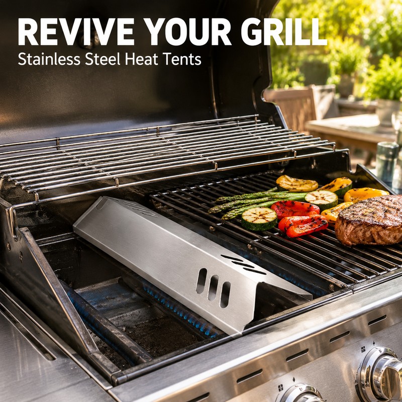 2-Pack Stainless Steel 15-Inch Grill Heat Tents for Gas Grill