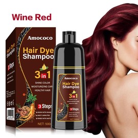 [3-in-1 Hair Color Shampoo] Amococo  3-in-1 Hair Color Shampoo - Plant Extracts for Vibrant, Healthy Colors | Gentle & Sulfate-Free |  Aroma Comfort Conditioner Haircare:_Wine red„ÄêOld style„Äë