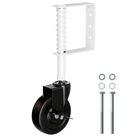 EVCUHASL 4" Spring Loaded Gate Caster Wheel with Side Brake, Heavy Duty Gate Wheels with 360° Swivel for Outdoor Wooden Gates, Fence Gates and Metal Tube Gate, 220 Lbs Capacity, White, 1 Pack