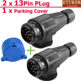 ETUKER 2 x 13-Pin Trailer Connector 12 V Towing Hitch Plug 13 Pin Plug for Bicycle Carrier, Trailer Plug 13 Pin