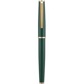 Jinhao 95 - Pluma estilográfica de metal, punta media, rojo vivo con clip dorado