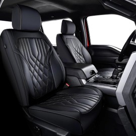 KOSIMAZ Silverado Sierra Truck Napa Leather Seat Covers, for 2019-2026 Chevy Silverado GMC Sierra 1500 & 2020-2026 2500HD 3500HD Crew Double Regular Extended Cab(Front Pair, Black 2pcs)