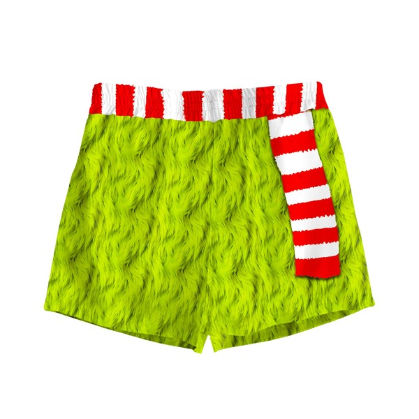 Boys Christmas Green Boxer Shorts Girls Xmas Green Monster Drawstring
