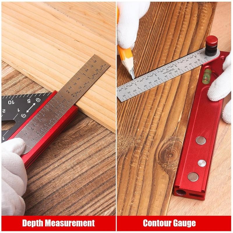 6 in 1 Rafter Square with Carpenter Pencil, 7in Rafter