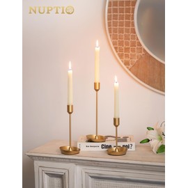 NUPTIO Taper Candle Holders for Wedding: 6 PCS Gold Matte Candles Stick Holder for Table Centerpiece - Bulk Candlestick Holders for Birthday Christmas Party Decor