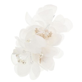 Hohopeti Tocado de Novia Flores de Tul y Horquillas de Malla Hechas a Mano para Bodas, Accesorio Ligero para Velo y Decoraci?n de Cabello de en Eventos Nupciales, 19 Gramos | 15.50 x 9.00 x 5.50 cm, accesorio ligero para velo y decoración de cabello