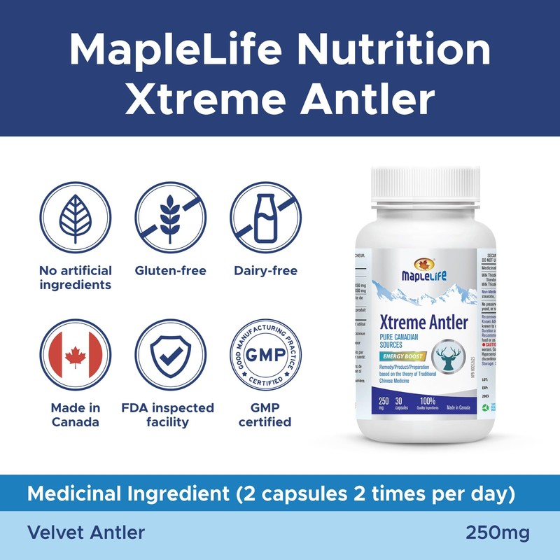 Maplelife Xtreme Antler 250mg 30 capsules