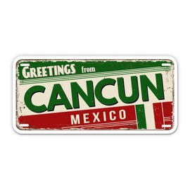 Squiddy Greetings from Cancun Mexico - Vinyl Sticker Decal for Phone, Laptop, Water Bottle (4" Wide)