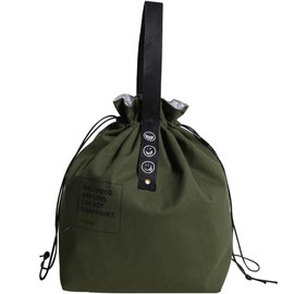 VitalBloom 保冷 保温 綿100％のキャンバス生地 お弁当袋 ランチバッグ ランチバッグ-内側断熱アルミウール綿 大容量/便利/シンプル/ファッション/無地で でシンプルな 巾着バッグ-耐久性 防水 アウトドアキャンプピクニックバッグなどに 男女兼用 (グリーン)